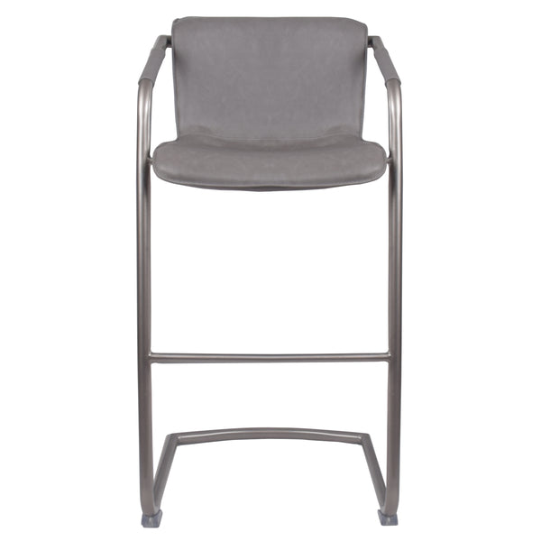 Indy Leatherette Bar Stool Set of 2 - Chic Comfort Meets Industrial Style with Floating Design