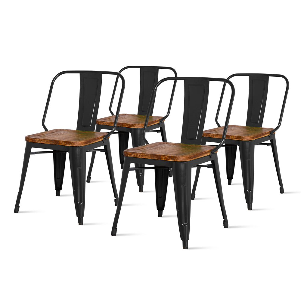 Brian Metal Side Chair Set of 4 - Stylish Industrial Modern Design for Dining and Bistro Areas