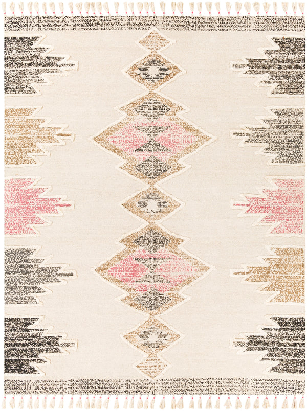 Khemisset KMS-2314 Global Cotton, Jute Rug KMS2314-810 Black, Cream, Bright Pink, Camel 95% Cotton, 5% Jute 8' x 10'
