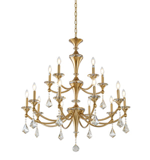 Bethel Stain Brass Chandelier in Iron & Crystal