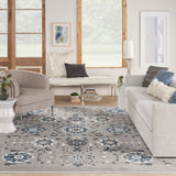 Nourison Lennox LEN04 French Country Machine Made Power-loomed Indoor only Area Rug Grey/Blue 9' x 12' 99446888396