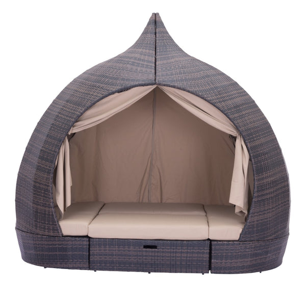 Zuo Modern Majorca 100% Olefin, Polyethylene, Aluminum Modern Commercial Grade Daybed Brown, Beige 100% Olefin, Polyethylene, Aluminum