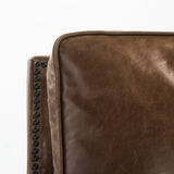 Safavieh Brayton Sofa Leather Espresso Coffee Brass Nailheads Wood Couture KNT4016A 683726966296