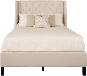 Safavieh Miguel King Bed Tufted Linen Java Natural Wood Fabric Birch Couture KNT4031A 683726493822