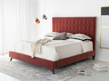 Safavieh Tsarina Velvet Tufted King Bed in Dark Rose Pink KNT4091A-K-3BX 889048725898