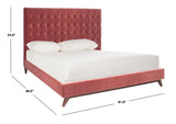 Safavieh Tsarina Velvet Tufted King Bed in Dark Rose Pink KNT4091A-K-3BX 889048725898