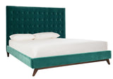 Safavieh Tsarina Velvet Tufted King Bed in Dark Seafoam and Gold KNT4091C-K-3BX 889048725911