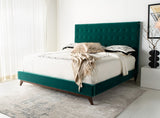 Safavieh Tsarina Velvet Tufted King Bed in Dark Seafoam and Gold KNT4091C-K-3BX 889048725911