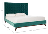 Safavieh Tsarina Velvet Tufted King Bed in Dark Seafoam and Gold KNT4091C-K-3BX 889048725911