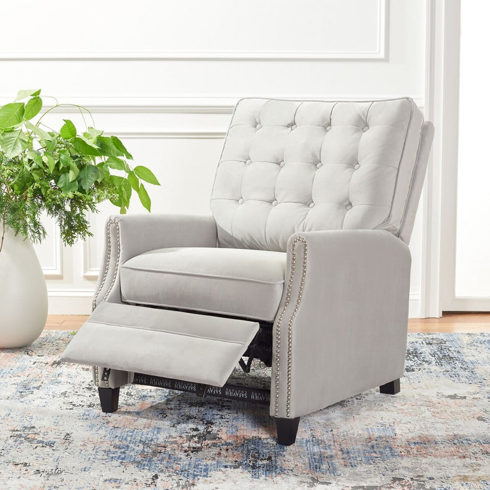 Leona Tufted Recliner Light Brown Wood / Fabric / Metal / Foam KNT4094A