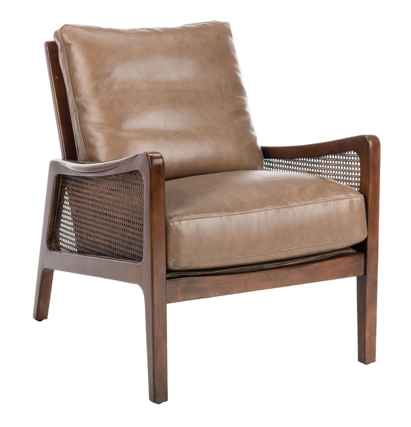 Safavieh Moretti Wood Frame Accent Chair in Dark Brown Couture KNT4100A