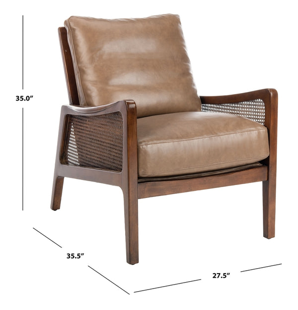Safavieh Moretti Wood Frame Accent Chair in Dark Brown Couture KNT4100A