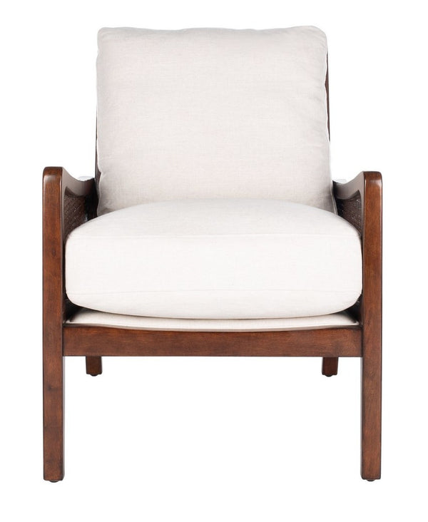 Safavieh Moretti Wood Frame Accent Chair in Oatmeal Couture KNT4100B