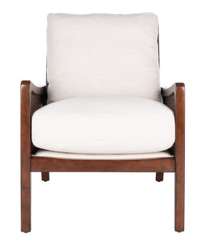 Safavieh Moretti Wood Frame Accent Chair in Oatmeal Couture KNT4100B
