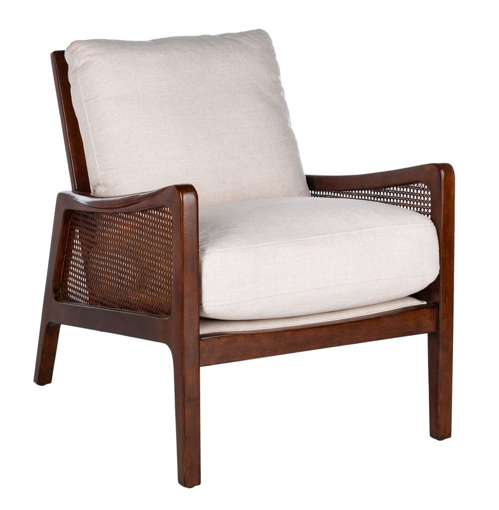 Safavieh Moretti Wood Frame Accent Chair in Oatmeal Couture KNT4100B