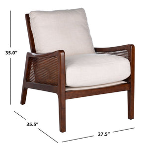Safavieh Moretti Wood Frame Accent Chair in Oatmeal Couture KNT4100B
