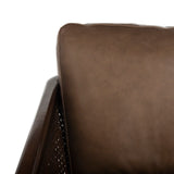 Safavieh Caruso Barrel Back Chair Dark Brown 100% Top Grain Leather Solid Birch Frame KNT4101A 889048640245