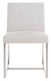 Lombardi Chrome Side Chair Grey / White 100% Linen Chrome