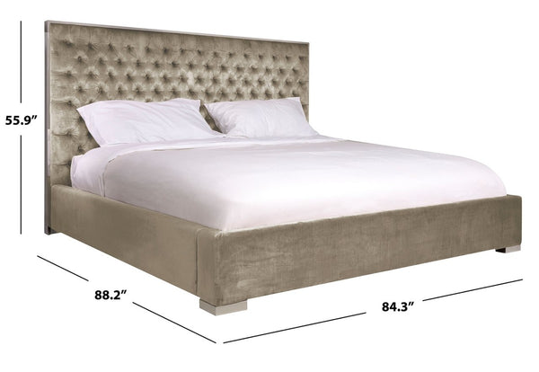 Chester Velvet King Bed - Luxurious Upholstered Design with Deep Button Tufting for Ultimate Comfort