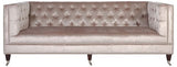 Safavieh Miller Sofa Tufted Velvet Espresso Pearl Silver Fabric Wood Birch Polyester Rayon Couture KNT7014A 683726351702