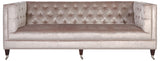 Safavieh Miller Sofa Tufted Velvet Espresso Pearl Silver Fabric Wood Birch Polyester Rayon Couture KNT7014A 683726351702