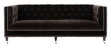 Safavieh Miller Tufted Velvet Sofa Giotto Shale Velvet Cotton Polyester Chateau Brown Couture KNT7014F