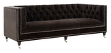 Safavieh Miller Tufted Velvet Sofa Giotto Shale Velvet Cotton Polyester Chateau Brown Couture KNT7014F