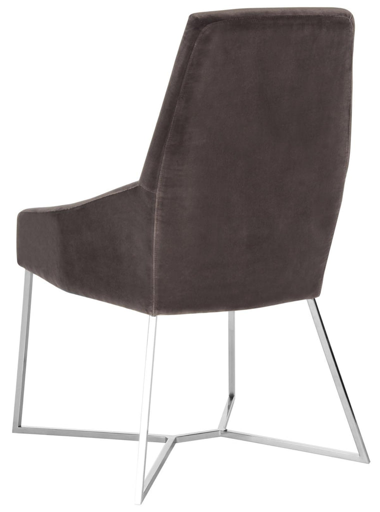 Safavieh Evrex Side Chair Velvet Giotto Smoke Stainless Steel Fabric Hard Pine Plywood Cotton Polyester Couture KNT7024A 889048165045