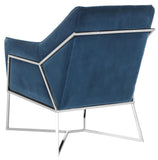 Safavieh Evrex Club Chair Velvet Giotto Royal Blue Stainless Steel Fabric Hard Pine Plywood Cotton Polyester Couture KNT7025A 889048165052