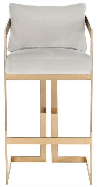 Safavieh Taraji Bar Stool Velvet Giotto Almond Champagne Stainless Steel Fabric Hard Pine Plywood Cotton Polyester Couture KNT7027A 889048165076