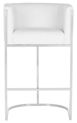 Safavieh Shiloh Bar Stool Leather White Stainless Steel Fabric Polyester PU Cotton Couture KNT7037A 889048239784