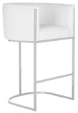 Safavieh Shiloh Bar Stool Leather White Stainless Steel Fabric Polyester PU Cotton Couture KNT7037A 889048239784