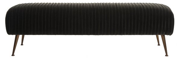 Safavieh Salome Bench with Antique Brass Legs Velvet Giotto Shale Cotton Polyester Couture KNT7041A 889048390942