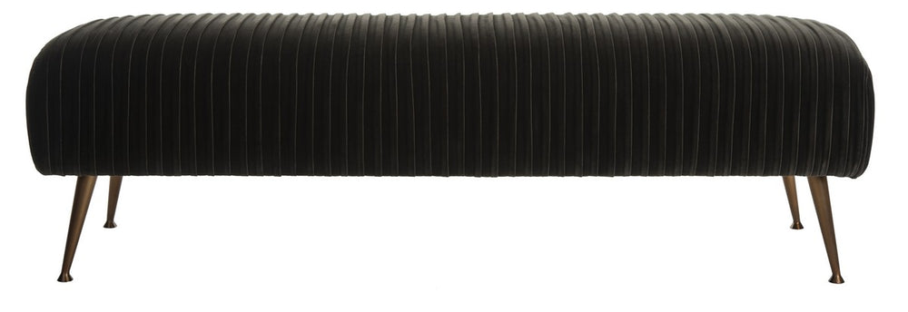 Safavieh Salome Bench with Antique Brass Legs Velvet Giotto Shale Cotton Polyester Couture KNT7041A 889048390942