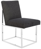 Safavieh Jenette Side Chair Velvet Hemingway Black Polished Stainless Steel Fabric Couture KNT7042A 889048390966