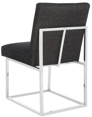 Safavieh Jenette Side Chair Velvet Hemingway Black Polished Stainless Steel Fabric Couture KNT7042A 889048390966