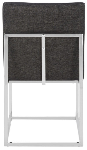 Safavieh Jenette Side Chair Velvet Hemingway Black Polished Stainless Steel Fabric Couture KNT7042A 889048390966