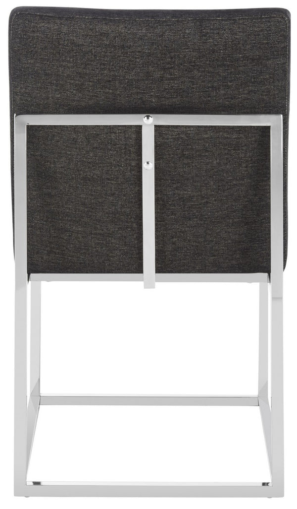 Safavieh Jenette Side Chair Velvet Hemingway Black Polished Stainless Steel Fabric Couture KNT7042A 889048390966