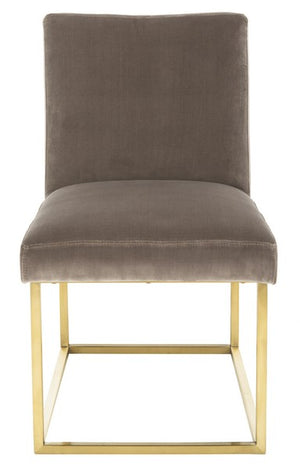 Safavieh Jenette Side Chair Velvet Giotto Mouse Brushed Gold Stainless Steel Cotton Polyester Couture KNT7042C 889048390980