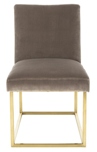 Safavieh Jenette Side Chair Velvet Giotto Mouse Brushed Gold Stainless Steel Cotton Polyester Couture KNT7042C 889048390980