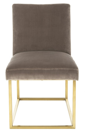 Safavieh Jenette Side Chair Velvet Giotto Mouse Brushed Gold Stainless Steel Cotton Polyester Couture KNT7042C 889048390980