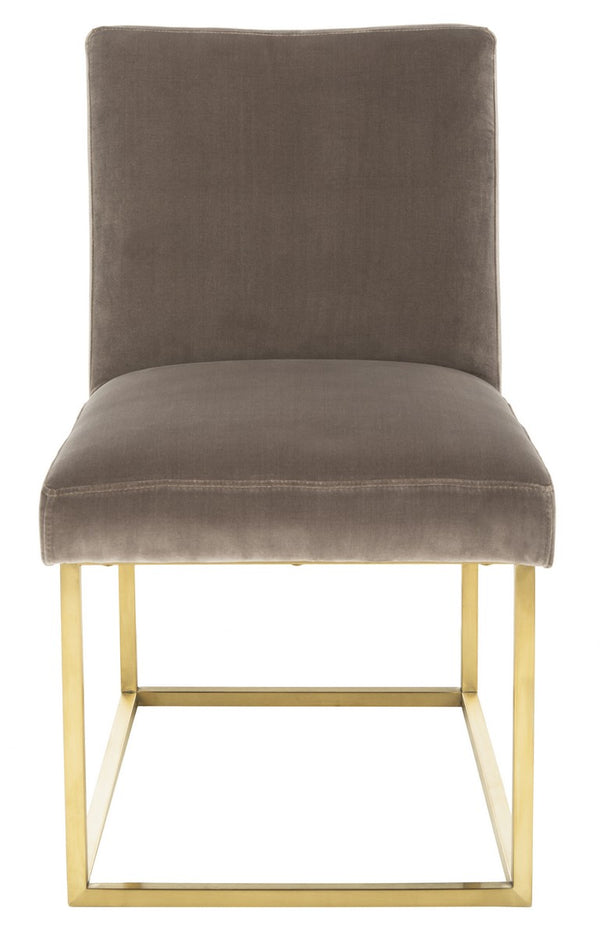 Safavieh Jenette Side Chair Velvet Giotto Mouse Brushed Gold Stainless Steel Cotton Polyester Couture KNT7042C 889048390980