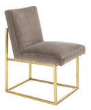 Safavieh Jenette Side Chair Velvet Giotto Mouse Brushed Gold Stainless Steel Cotton Polyester Couture KNT7042C 889048390980