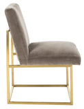 Safavieh Jenette Side Chair Velvet Giotto Mouse Brushed Gold Stainless Steel Cotton Polyester Couture KNT7042C 889048390980