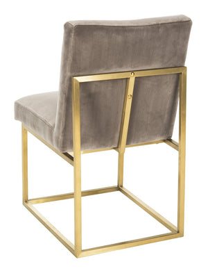 Safavieh Jenette Side Chair Velvet Giotto Mouse Brushed Gold Stainless Steel Cotton Polyester Couture KNT7042C 889048390980