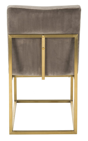 Safavieh Jenette Side Chair Velvet Giotto Mouse Brushed Gold Stainless Steel Cotton Polyester Couture KNT7042C 889048390980