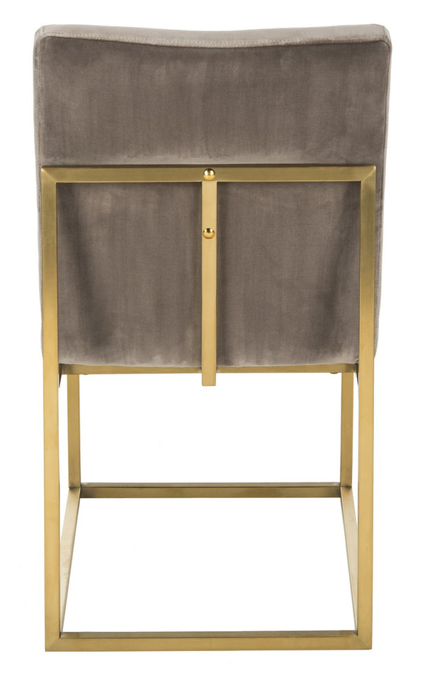 Safavieh Jenette Side Chair Velvet Giotto Mouse Brushed Gold Stainless Steel Cotton Polyester Couture KNT7042C 889048390980
