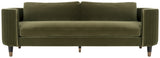 Safavieh Winford Sofa Velvet Espresso Giotto Dark Olive Green Antique Brass Wood Hard Pine Plywood Cotton Polyester Couture KNT7045A 889048391000