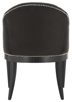 Safavieh Maynard Arm Chair Espresso Giotto Shale Velvet Wood Hard Pine Plywood Cotton Polyester Couture KNT7049B 889048463479