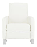 Safavieh Brenton Recliner Chair White Polished Stainless Steel Polyester PU Cotton Leather Couture KNT7050A 889048394421